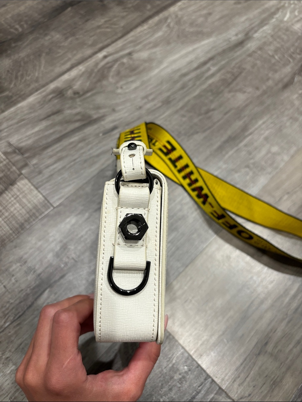 Off-White Mini Leather Binder Clip Bag - Picture 3 of 6